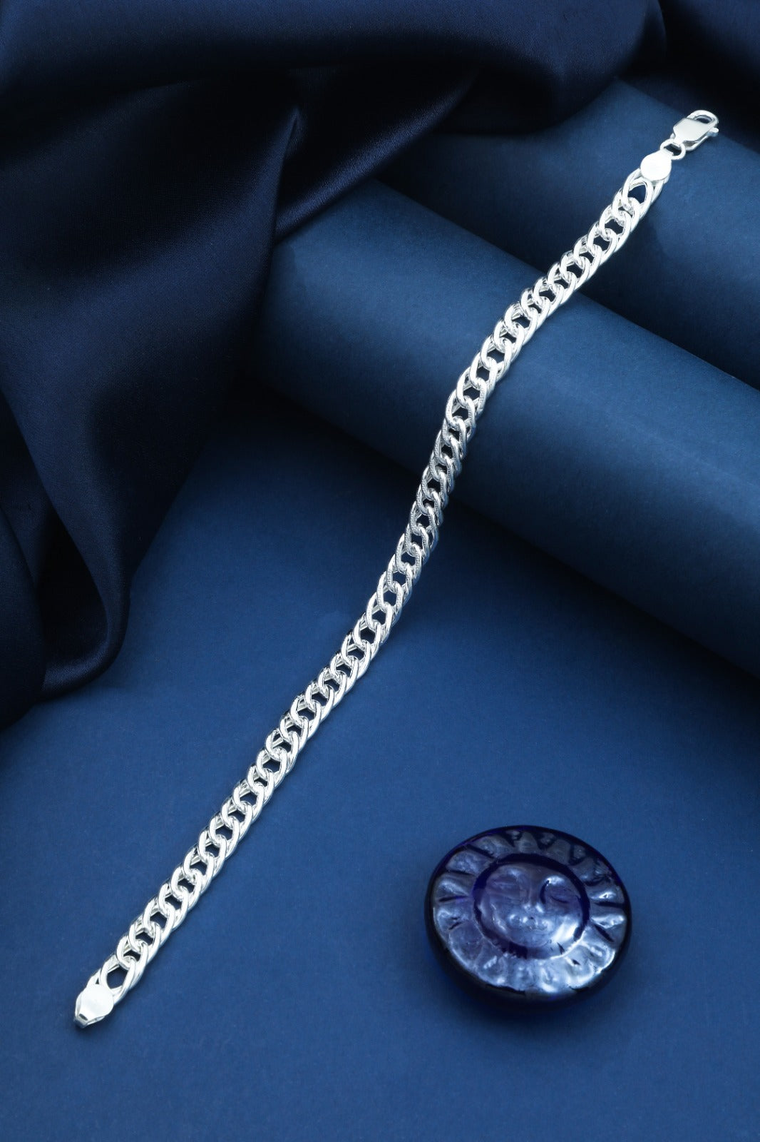 Beveled Curb Silver Bracelet