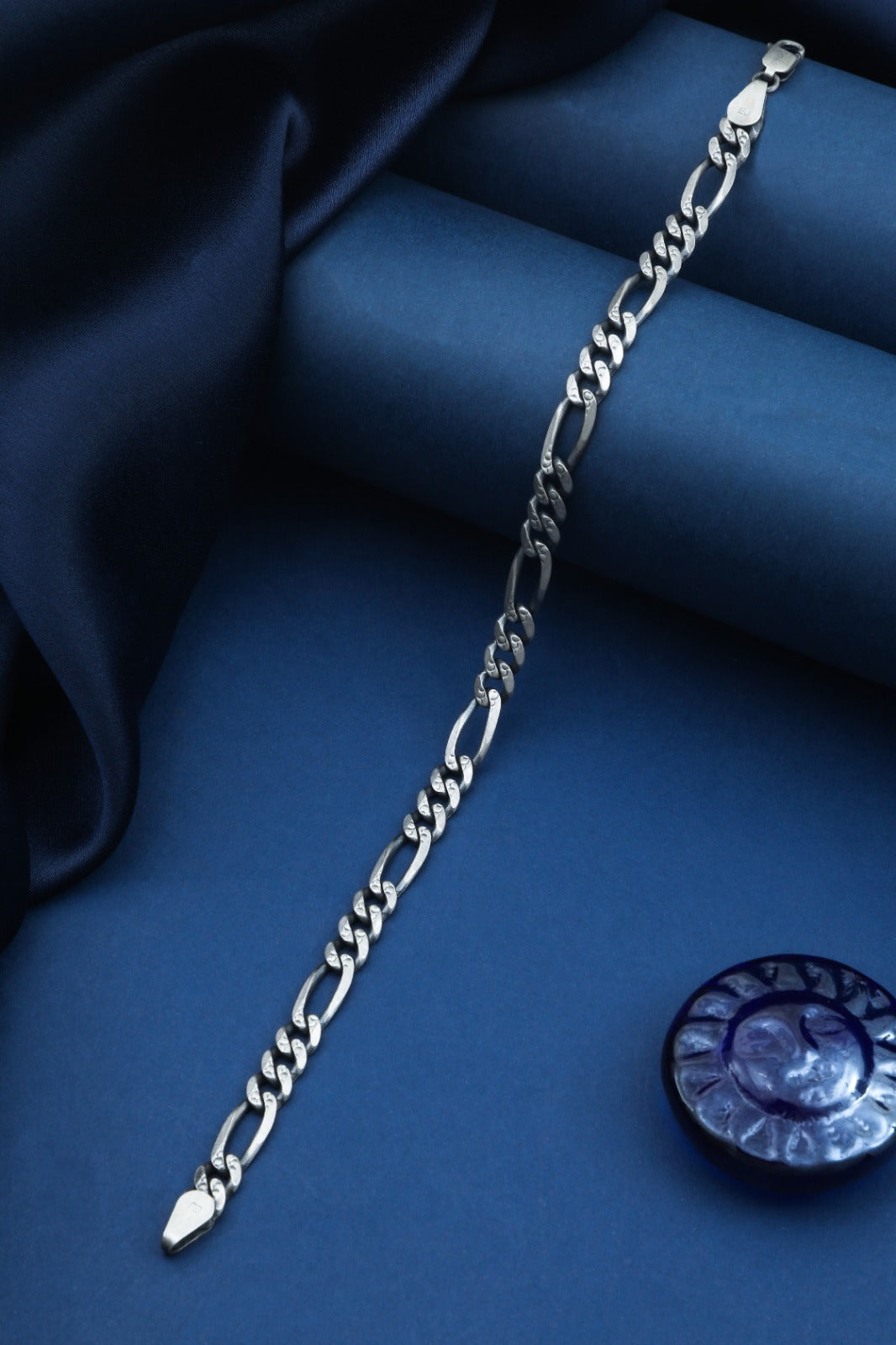 Engraved Figaro Rhythm Bracelet