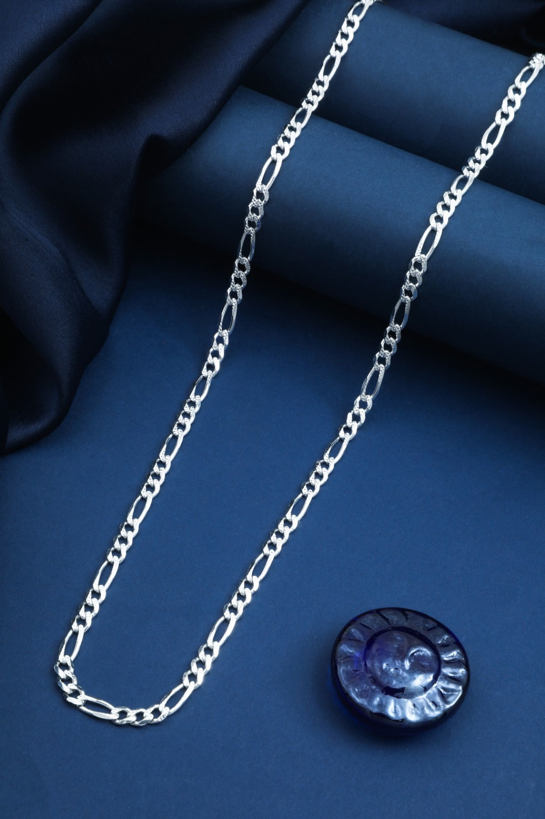 Textured Figaro Trace Silver Chain