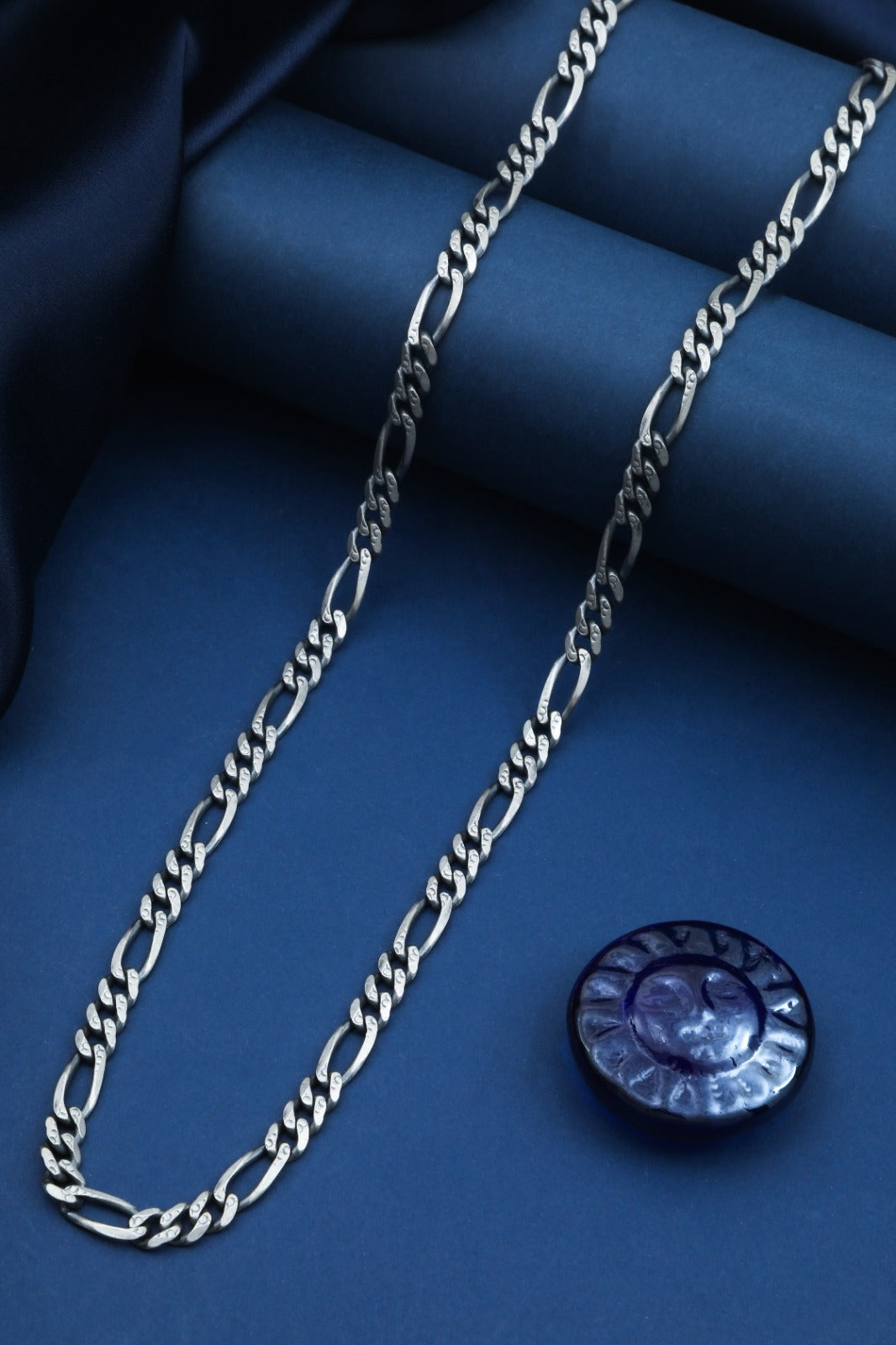Oxidized Figaro Crest Silver Chain