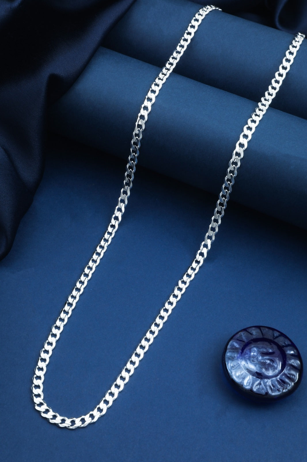 Faceted Curb Silver Chain
