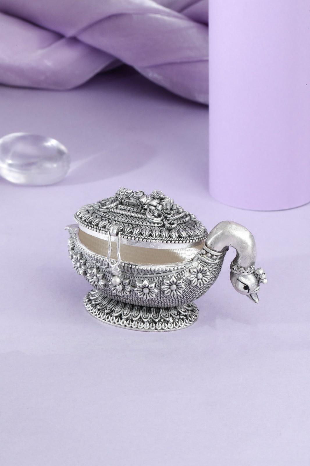 Kamdhenu Cow Silver-Tone Decorative Box