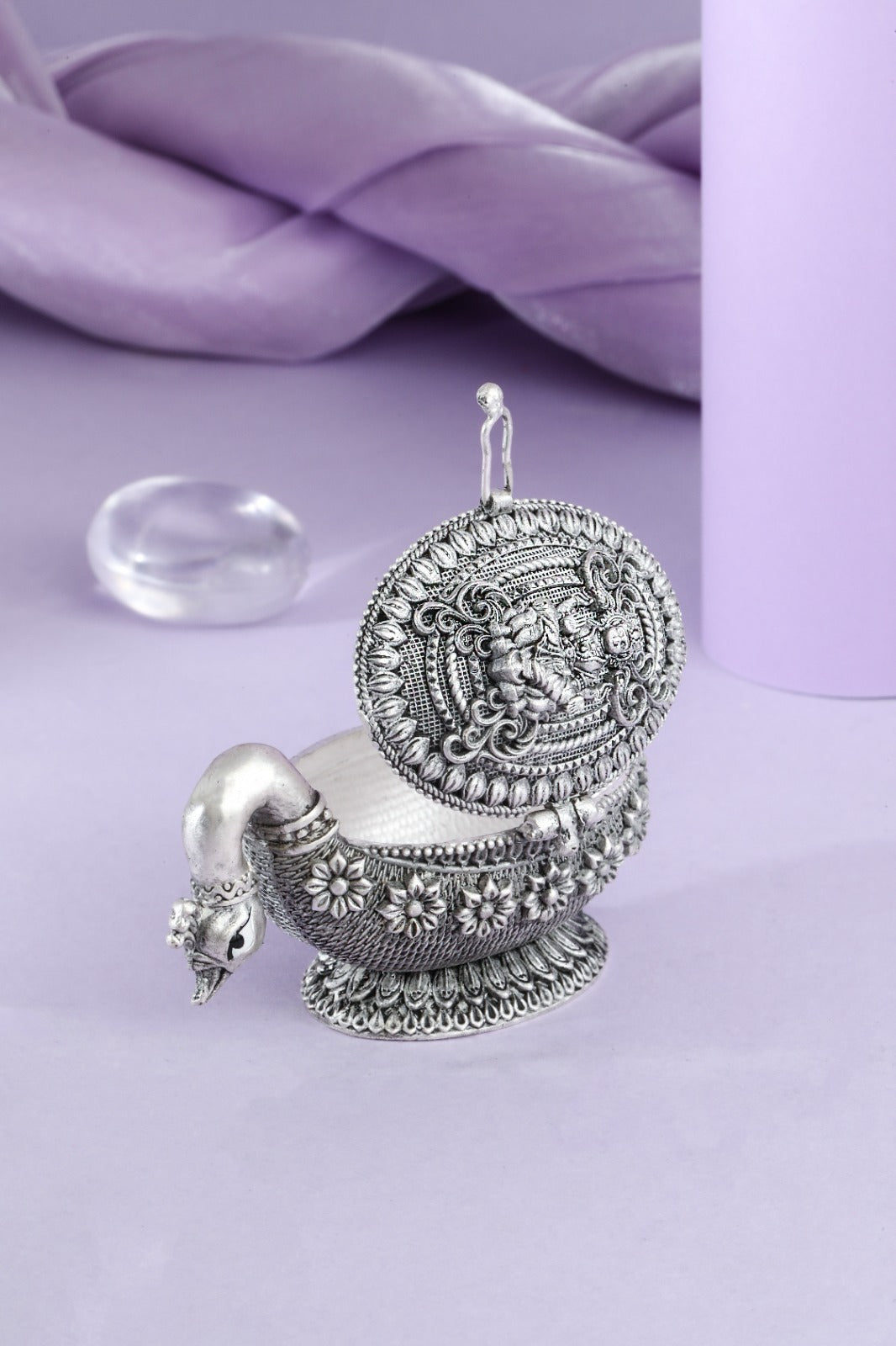 Lord Ganesha Hamsa Kumkum Box - Open View