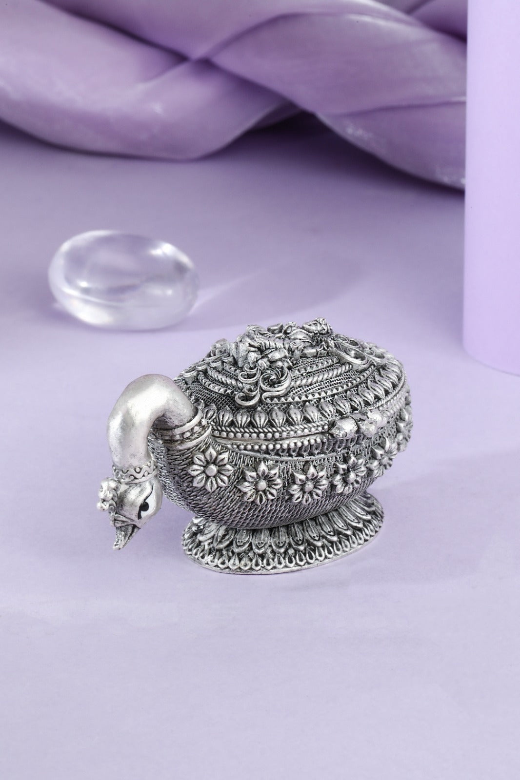 Lord Ganesha Hamsa Silver Puja Box
