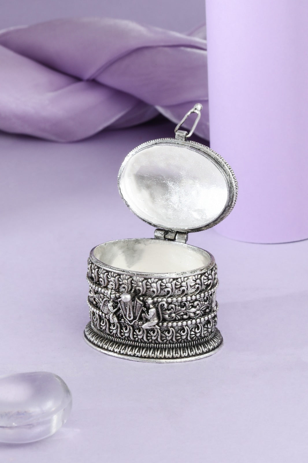 Lord Venkateswara Antique Silver Finish Trinket Box