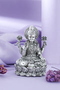 Silver Finish Lakshmi Idol on Lotus