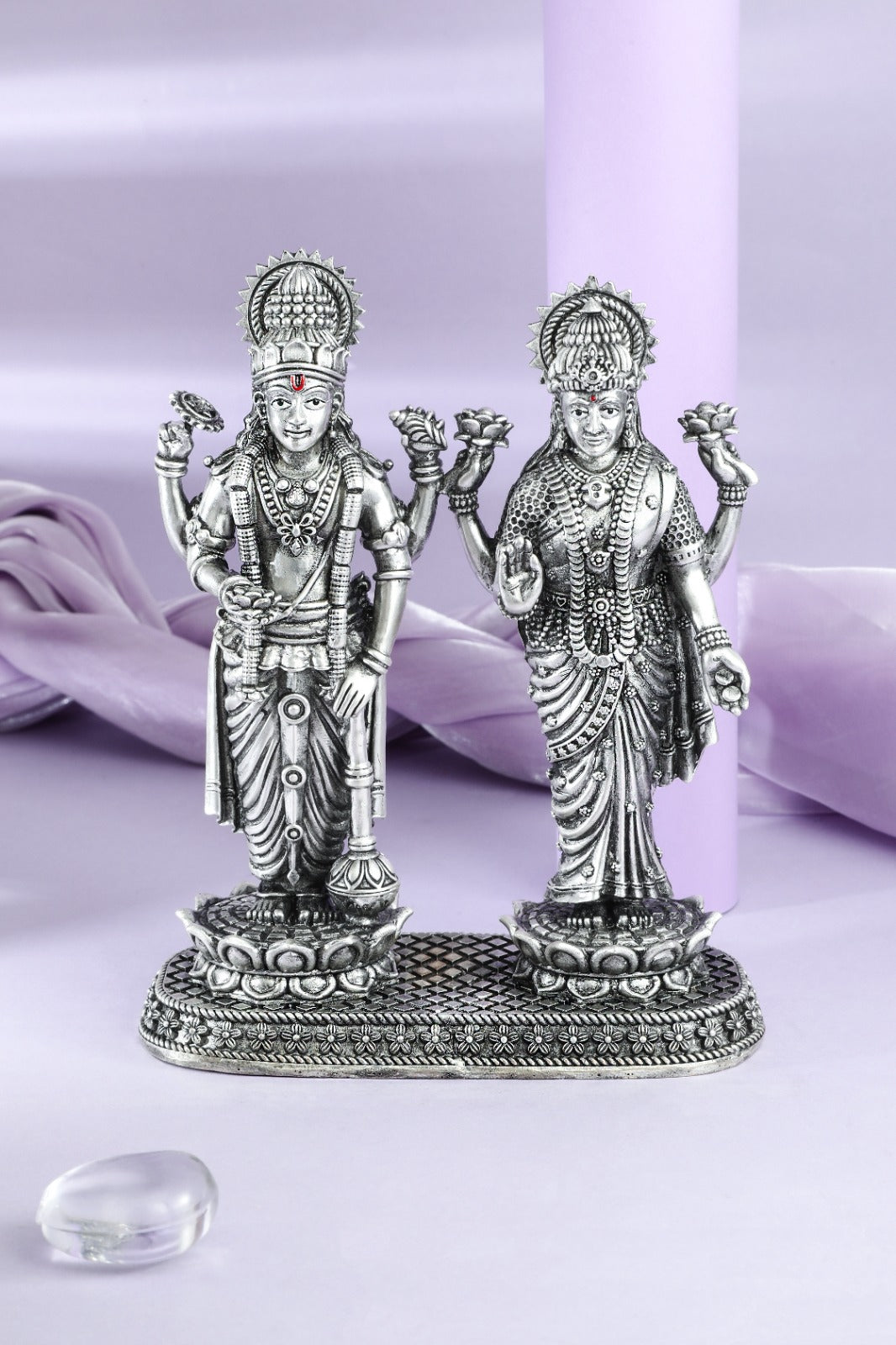 Silver Finish Lakshmi Narayan Idol
