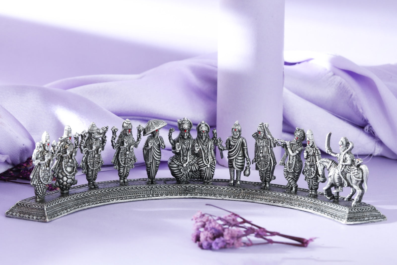Silver Finish Vishnu Dashavatara Idol Set