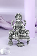 Silver Goddess Lakshmi Idol Seated on Throne