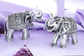 Silver-Tone Elephant Pair with Lakshmi Saddle Motif