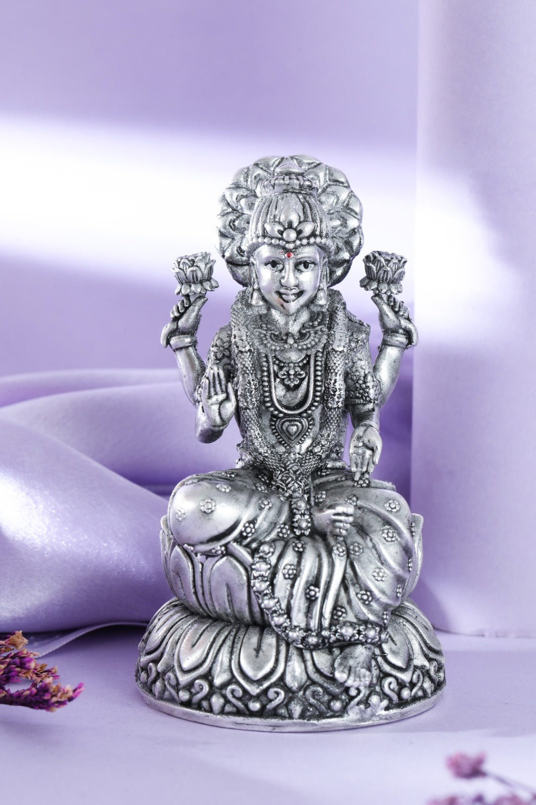 Silver-Tone Goddess Lakshmi Idol
