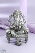 Silver-Tone Lord Ganesha on Throne