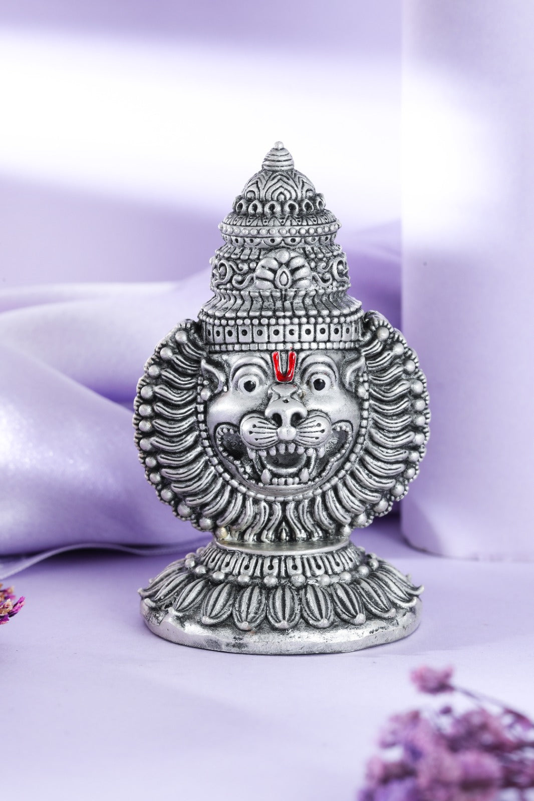Silver-Tone Lord Narasimha Idol