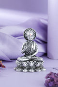 Silver Tone Seated Saint Idol