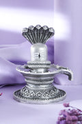 Silver-Tone Shiva Lingam Idol with Naag