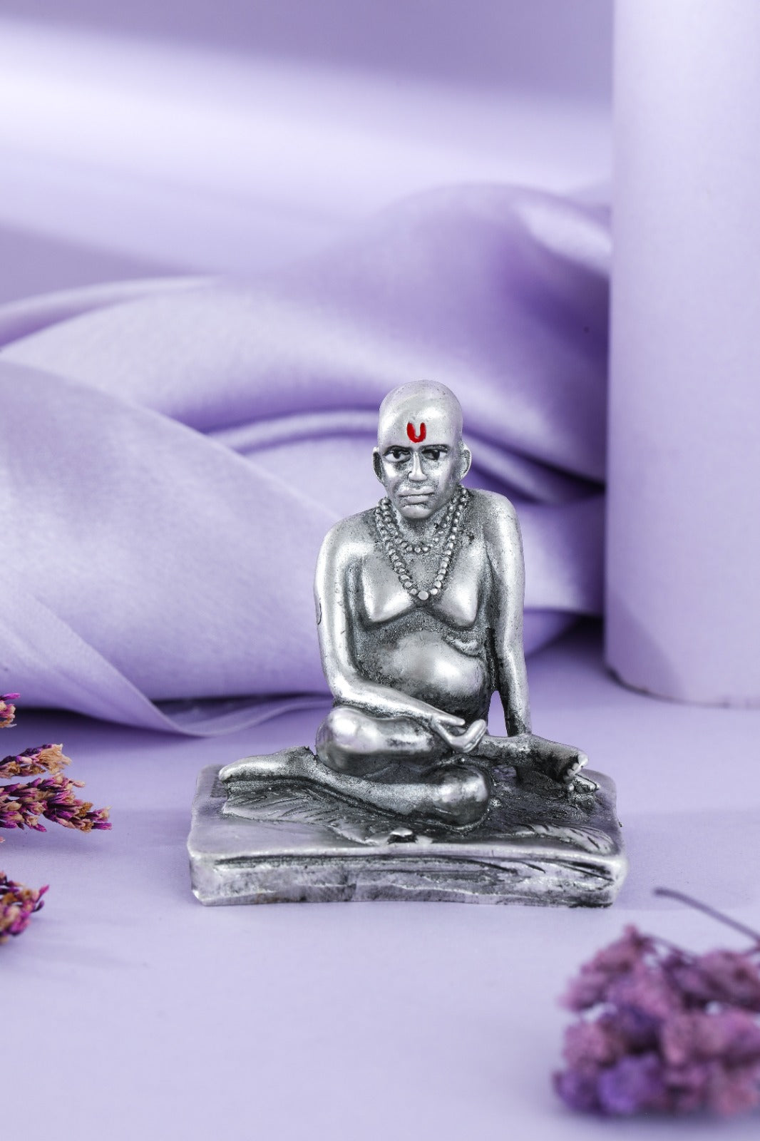 Silver Vaishnava Guru Seated Idol